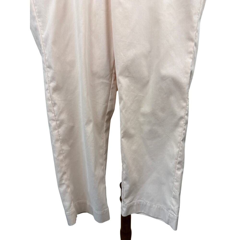 Norma Kamali Pink Pinstripe Pants 12 Straight High Rise Adjustable Waist Light - Picture 4 of 9